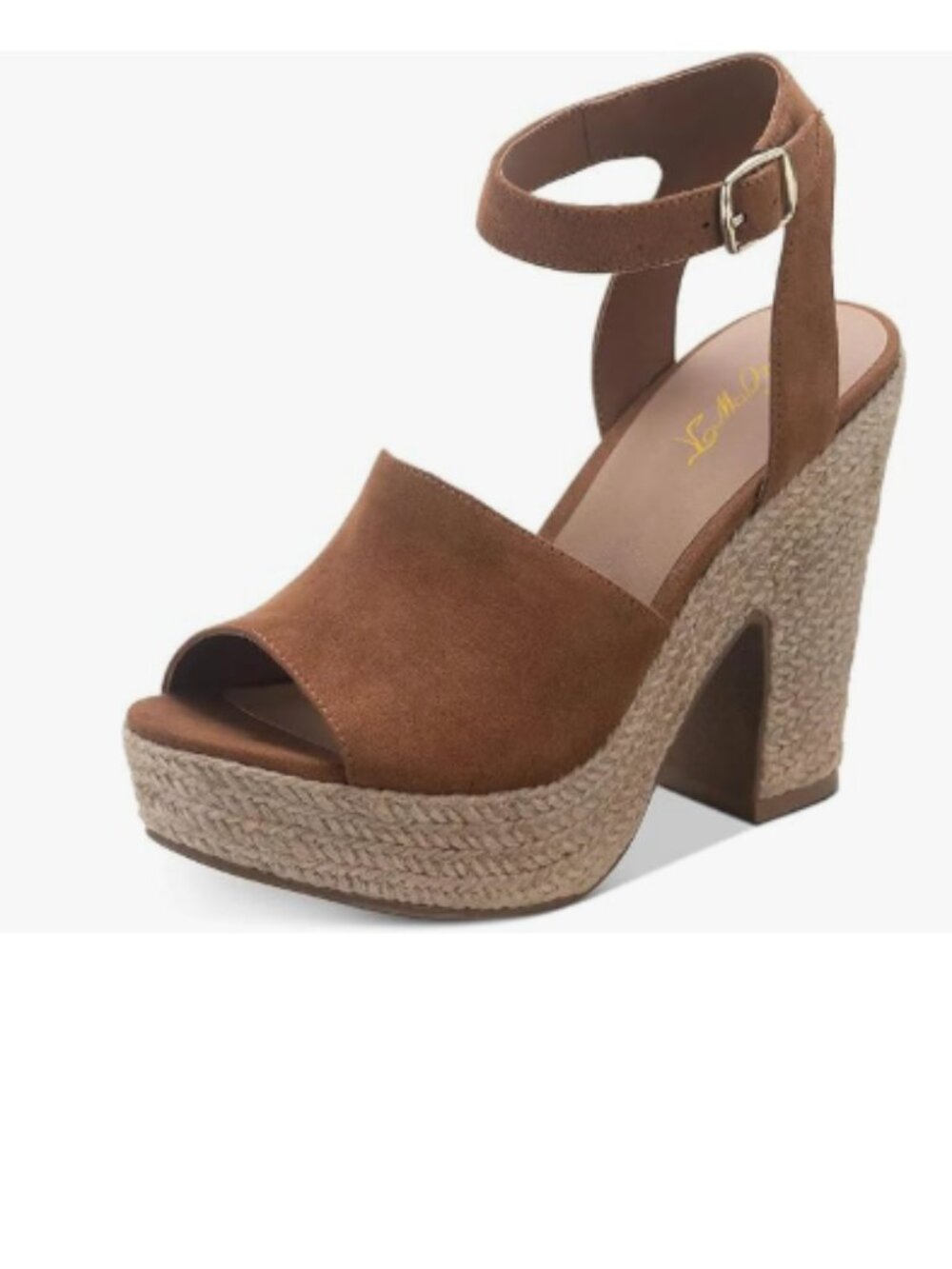 FOWT Brown Platform Espadrille Ankle Strap Sandals Open Toe Chunky Heels Shoes